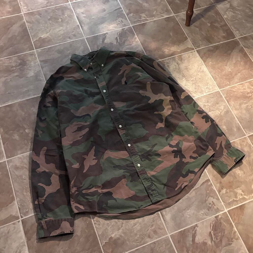 Polo by Ralph Lauren Green and Brown Camo Button-Down Shirt - Picture 2 of 5